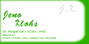 jeno klohs business card